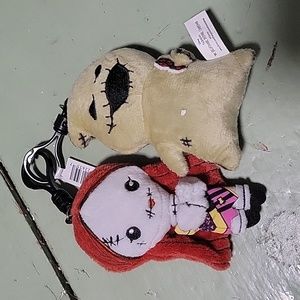 Nightmare Before Christmas Sally and Oogie Boogie stuffed keychains